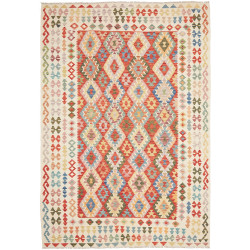 Tappeto Kilim Afghanistan Geometrico Multicolore Beige 208x2