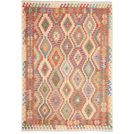 Tappeto Kilim Afghanistan Astratto Multicolore Terracotta 21