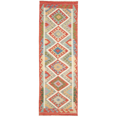 Tappeto Kilim Afghanistan Geometrico Rosso Multicolore 81x24