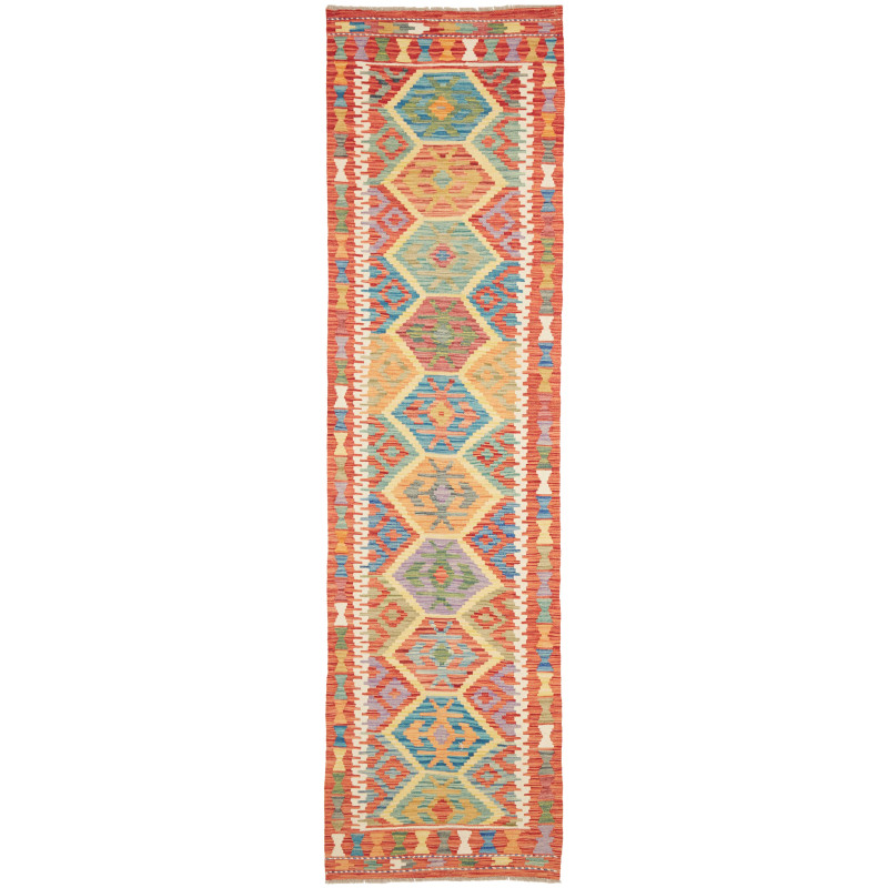 Tappeto Kilim Afghanistan Geometrico Multicolore Arancio 78x