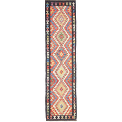Tappeto Kilim Afghanistan Geometrico Multicolore Nero 76x294