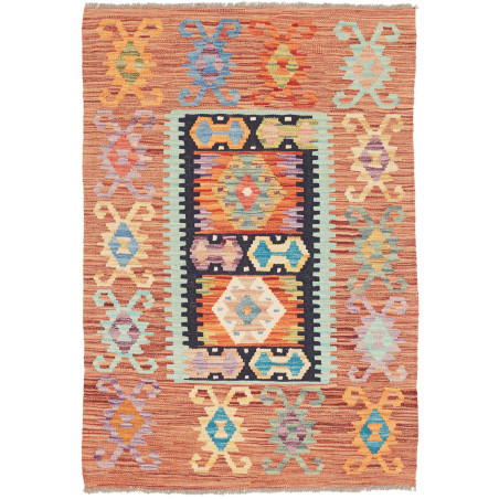 Tappeto Kilim Afghanistan Geometrico Terracotta Multicolore