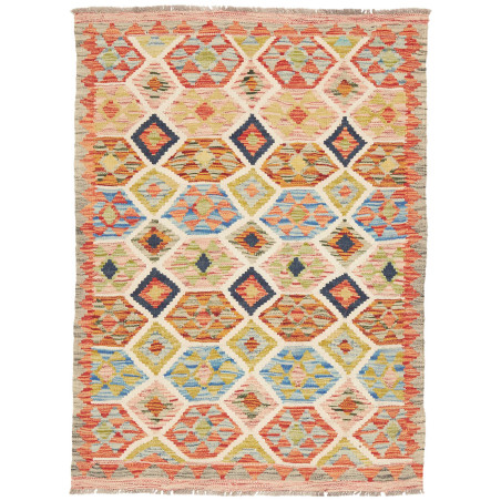 Tappeto Kilim Afghanistan Geometrico Crema Multicolore Vibra