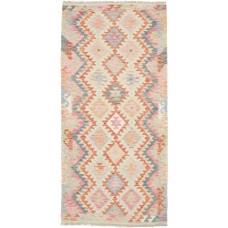 Tappeto Kilim Afghanistan Geometrico Verde Rosa 97x207 Cm