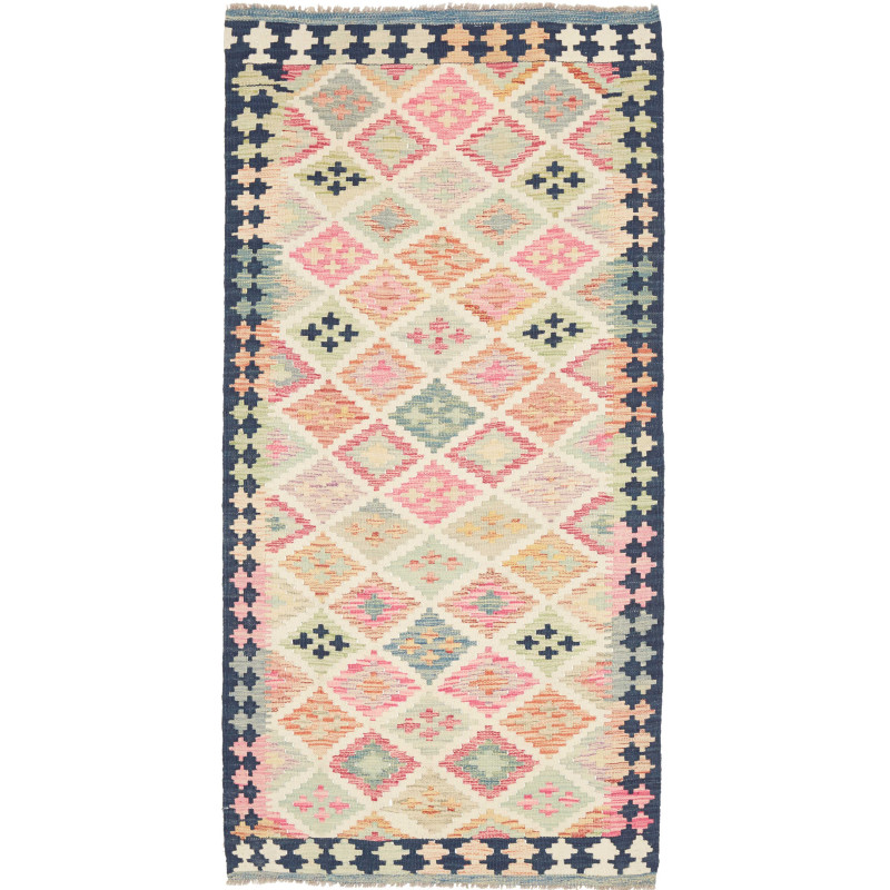 Tappeto Kilim Afghanistan Astratto Multicolore Pastello Blu