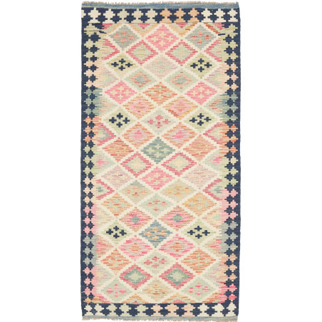 Tappeto Kilim Afghanistan Astratto Multicolore Pastello Blu