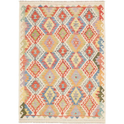 Tappeto Kilim Afghanistan Geometrico Multicolore Vivace 127x