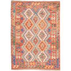Tappeto Kilim Afghanistan Astratto Arancio Azzurro 126x176 C