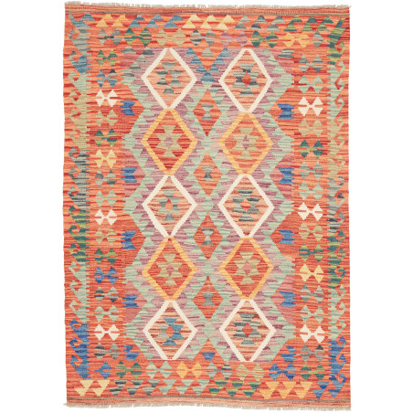 Tappeto Kilim Afghanistan Astratto Arancio Azzurro 126x176 C