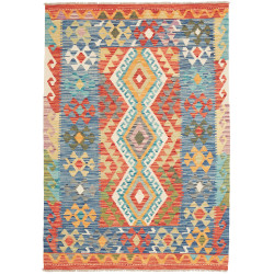 Tappeto Kilim Afghanistan Geometrico Multicolore Blu 127x182