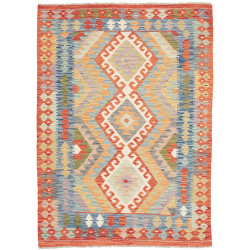 Tappeto Kilim Afghanistan Geometrico Arancio Blu 123x173 Cm
