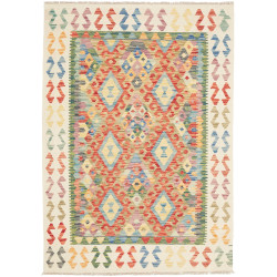 Tappeto Kilim Afghanistan Geometrico Multicolore Vivace 127x