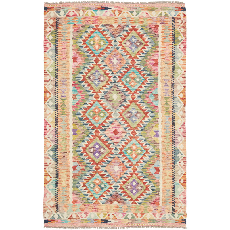 Tappeto Kilim Afghanistan Astratto Multicolore Pastello 120x