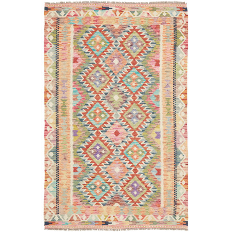 Tappeto Kilim Afghanistan Astratto Multicolore Pastello 120x