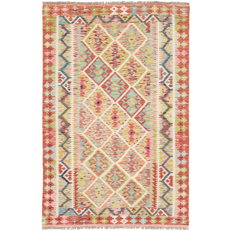 Tappeto Kilim Afghanistan Geometrico Terracotta Multicolore