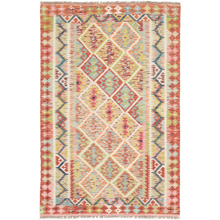 Tappeto Kilim Afghanistan Geometrico Terracotta Multicolore