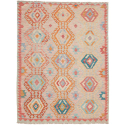 Tappeto Kilim Afghanistan Astratto Arancio Azzurro 154x200 C