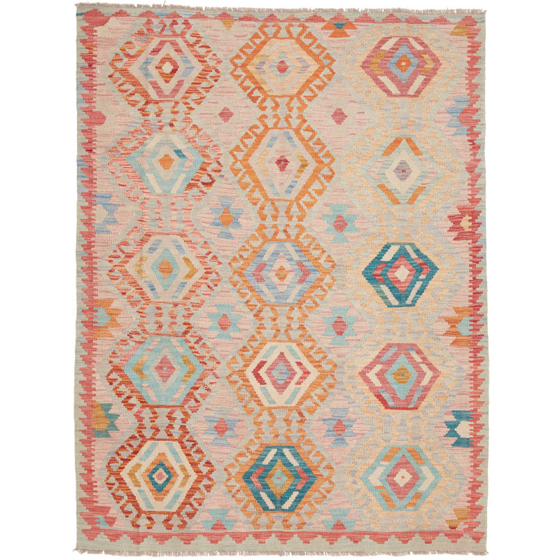 Tappeto Kilim Afghanistan Astratto Arancio Azzurro 154x200 C