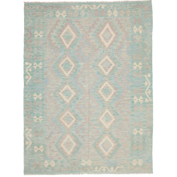 Tappeto Kilim Afghanistan Astratto Celeste Beige 150x202 Cm