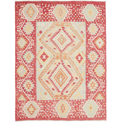 Tappeto Kilim Afghanistan Geometrico Rosso Celeste 155x206 C