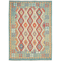 Tappeto Kilim Afghanistan Geometrico Acqua Arancio 147x197 C