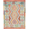 Tappeto Kilim Afghanistan Astratto Azzurro Rosso 153x195 Cm