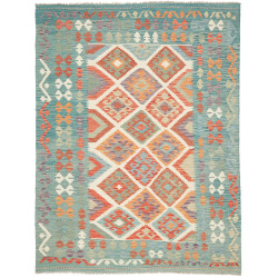 Tappeto Kilim Afghanistan Astratto Turchese Arancio Panna 15