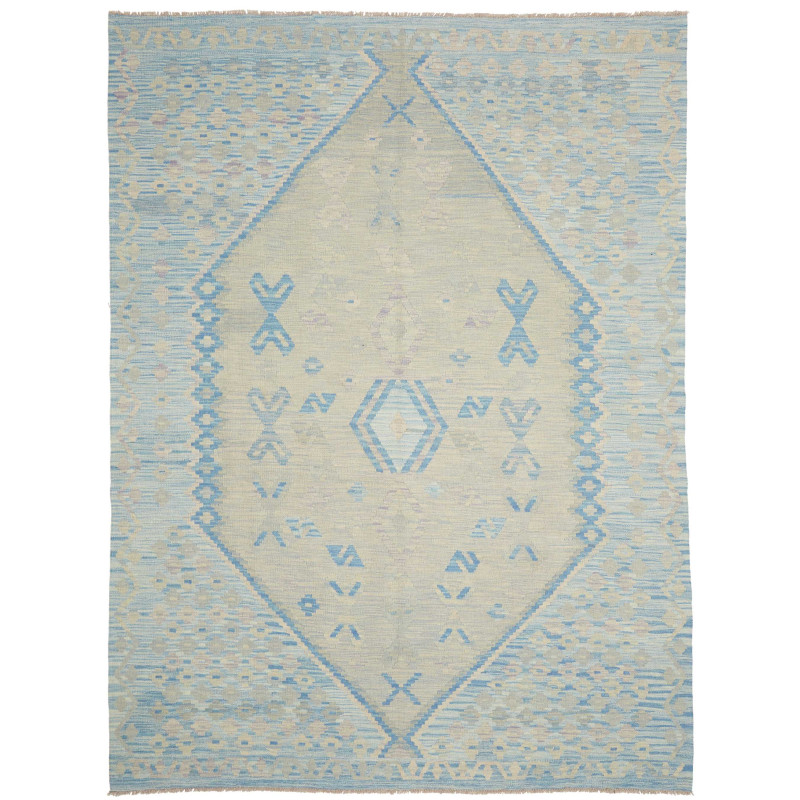 Tappeto Kilim Afghanistan Geometrico Azzurro Crema 179x244 C