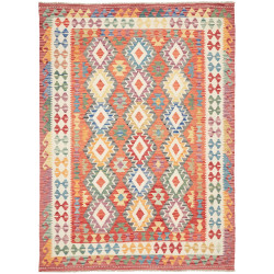 Tappeto Kilim Afghanistan Geometrico Multicolore Terracotta