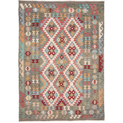 Tappeto Kilim Afghanistan Geometrico Grigio Multicolore 172x