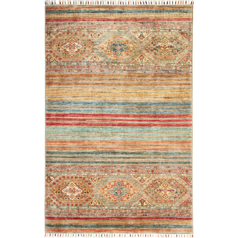 Tappeto Rubin Pakistan Astratto Multicolore Terra 99x154 Cm
