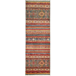 Tappeto Samarkand Pakistan Astratto Multicolore Rosso 80x245