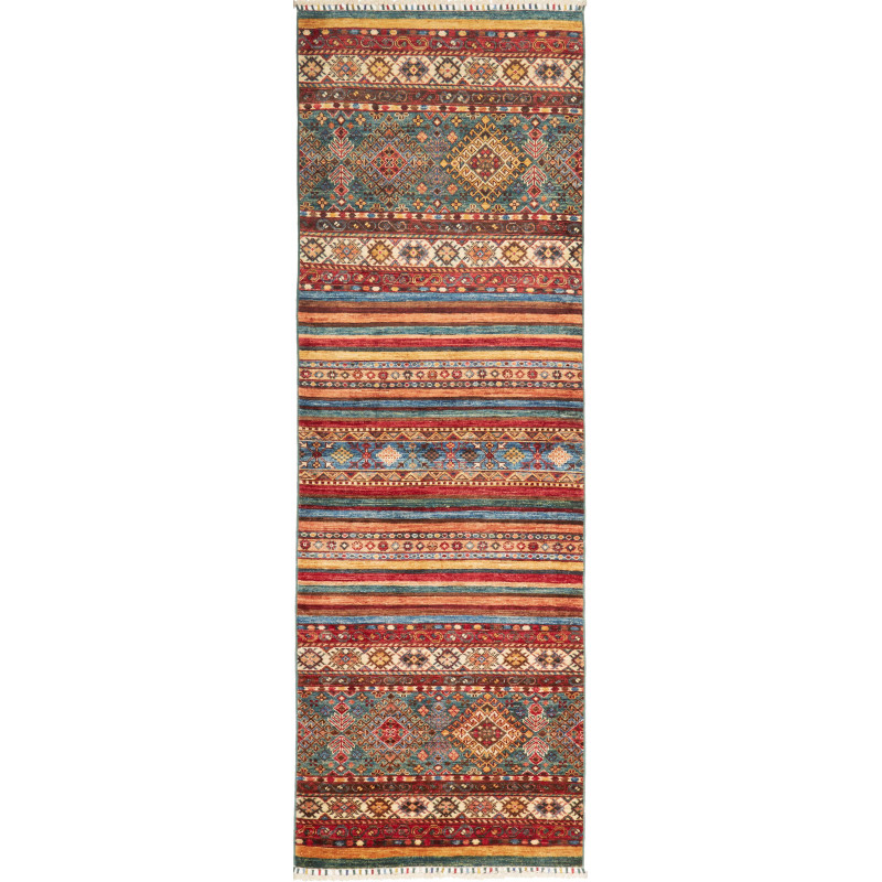 Tappeto Samarkand Pakistan Astratto Multicolore Rosso 80x245