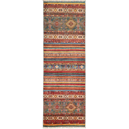 Tappeto Samarkand Pakistan Astratto Multicolore Rosso 80x245