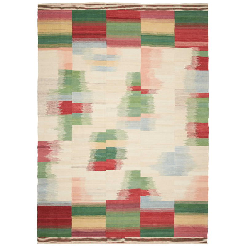 Tappeto Kilim Persia Astratto Beige Rosso 250x352 Cm