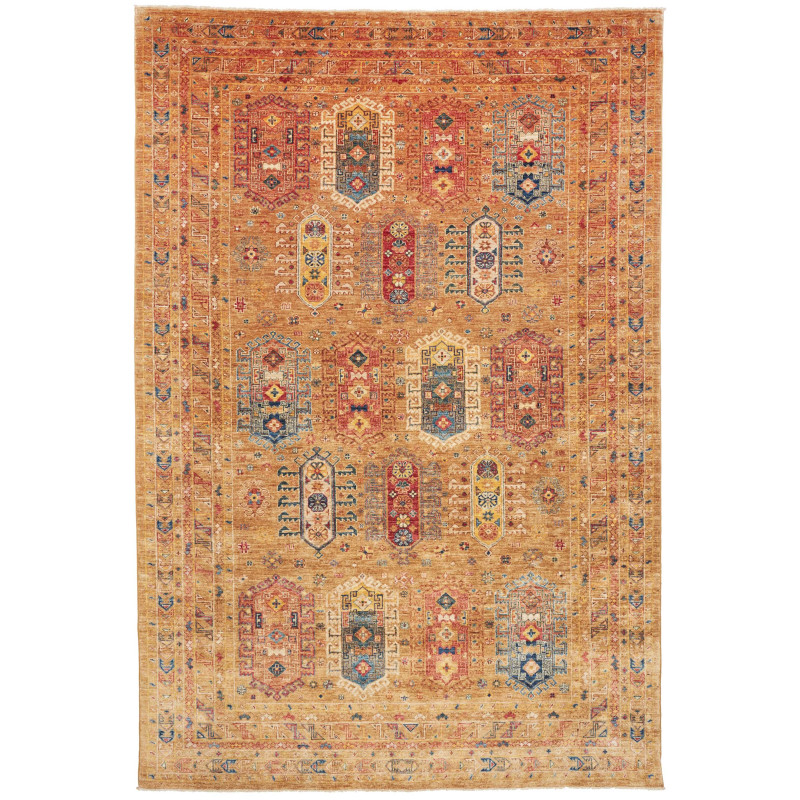 Tappeto Tribal Pakistan Geometrico Arancio Bruciato Rosso 20