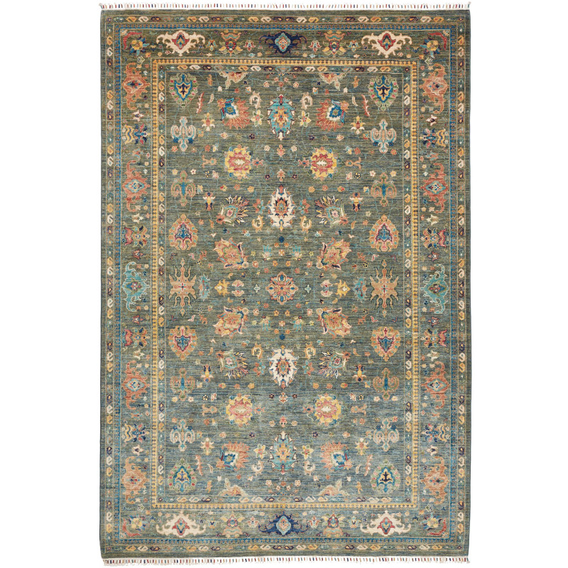 Tappeto Zigler Fine Pakistan Floreale Verde Petrolio Ocra 20