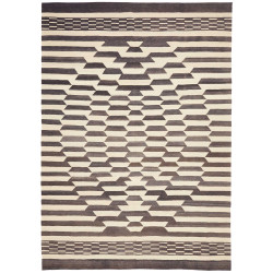 Tappeto Kilim Persia Geometrico Crema Antracite 213x305 Cm