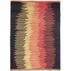 Tappeto Kilim Persia Geometrico Nero Beige 187x260 Cm