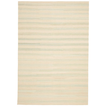 Tappeto Kilim Persia A Righe Crema Verde Menta 200x295 Cm