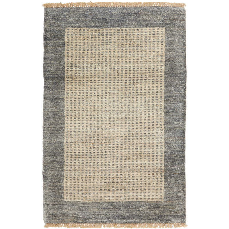 Tappeto Shayan Pakistan Geometrico Grigio Naturale 61x92 Cm