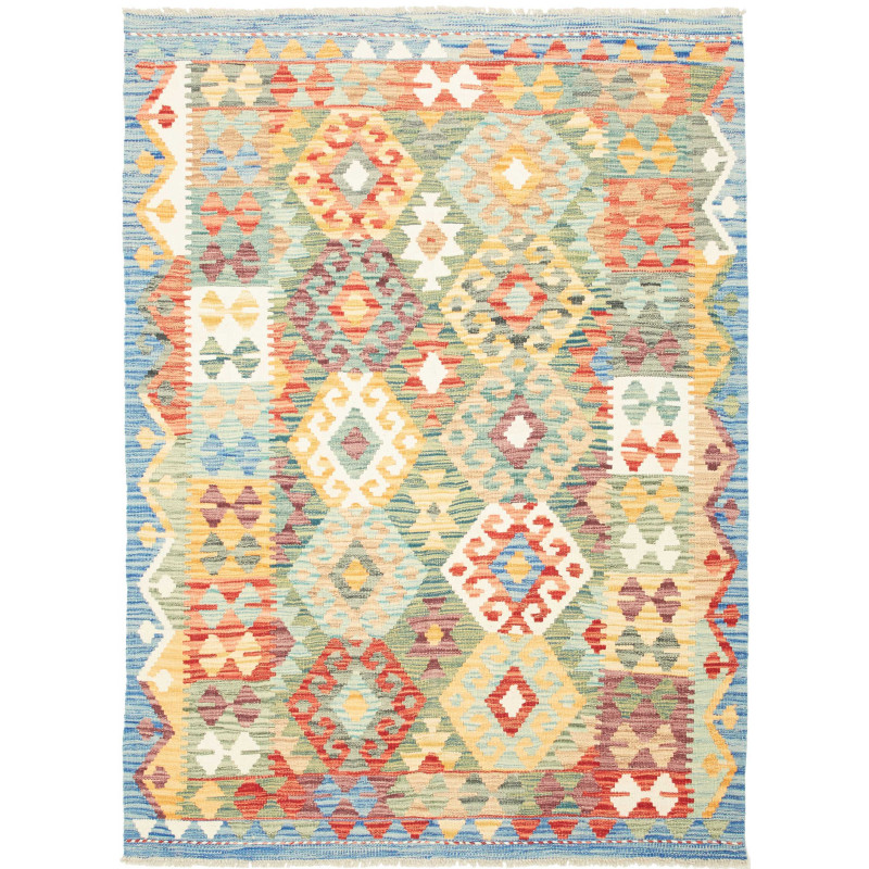 Tappeto Kilim Afghanistan Geometrico Multicolore Vibrante 12