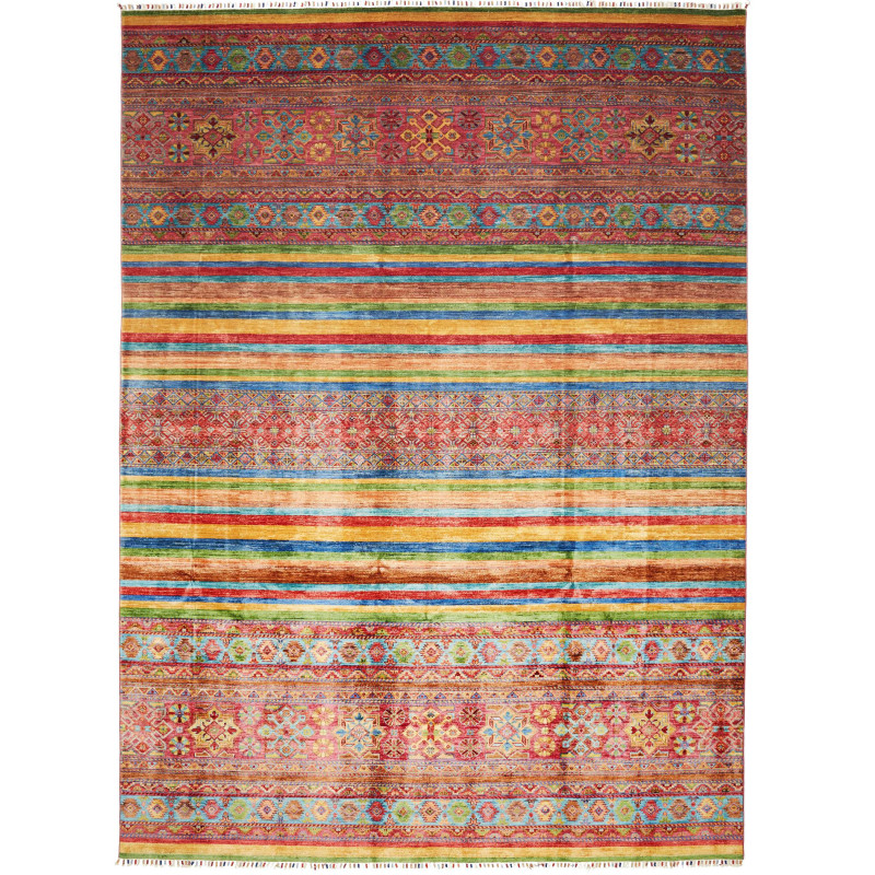 Tappeto Samarkand Pakistan Astratto Rosso Blu 269x368 cm