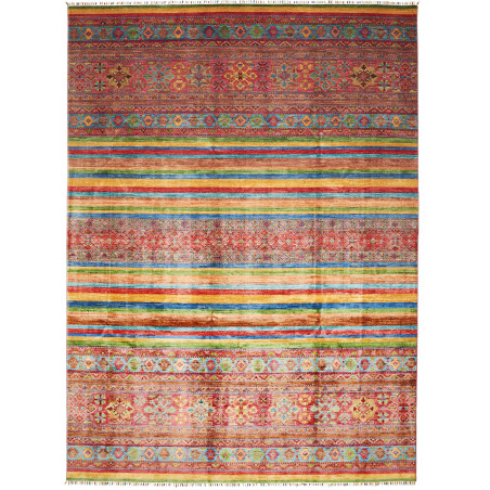 Tappeto Samarkand Pakistan Astratto Rosso Blu 269x368 cm