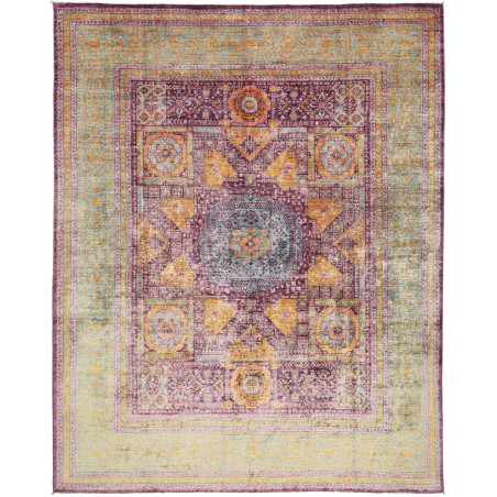 Tappeto Mamlouk Pakistan Medaglione Borgogna Ocra 245x298 cm
