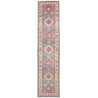 Tappeto Kazak Afghanistan Astratto Azzurro Rosso 89x393 Cm