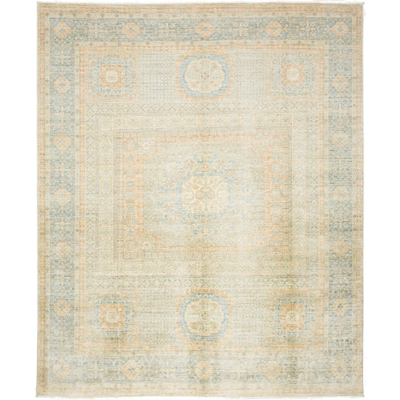 Tappeto Mamlouk Pakistan Medaglione Azzurro Crema 240x294 Cm