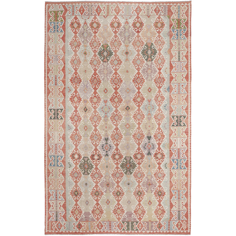 Tappeto Kilim Afghanistan Geometrico Beige Arancio 302x486 C