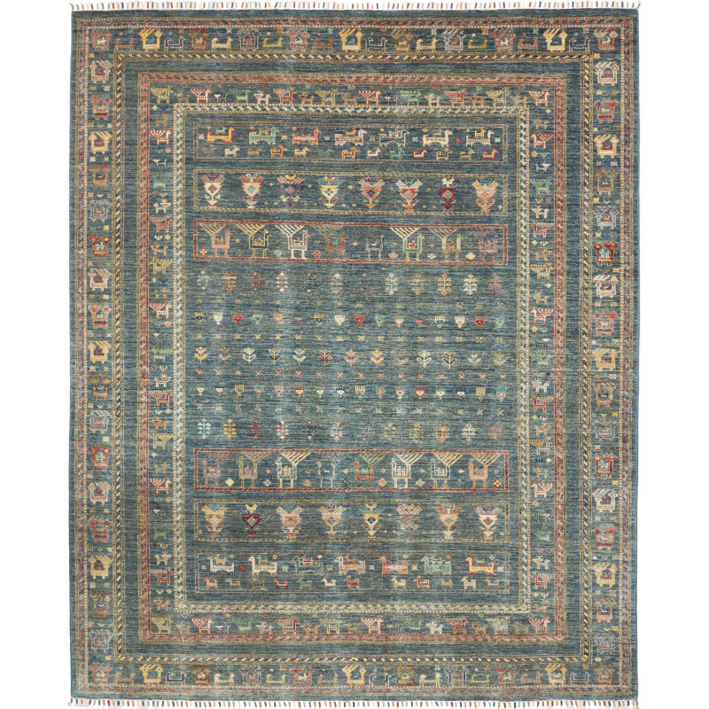 Tappeto Rubin Pakistan Astratto Blu Petrolio Policromo 203x2