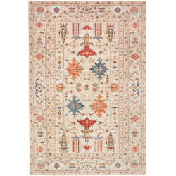 Tappeto Kazak Fine Pakistan Astratto Beige Rosso 200x299 Cm